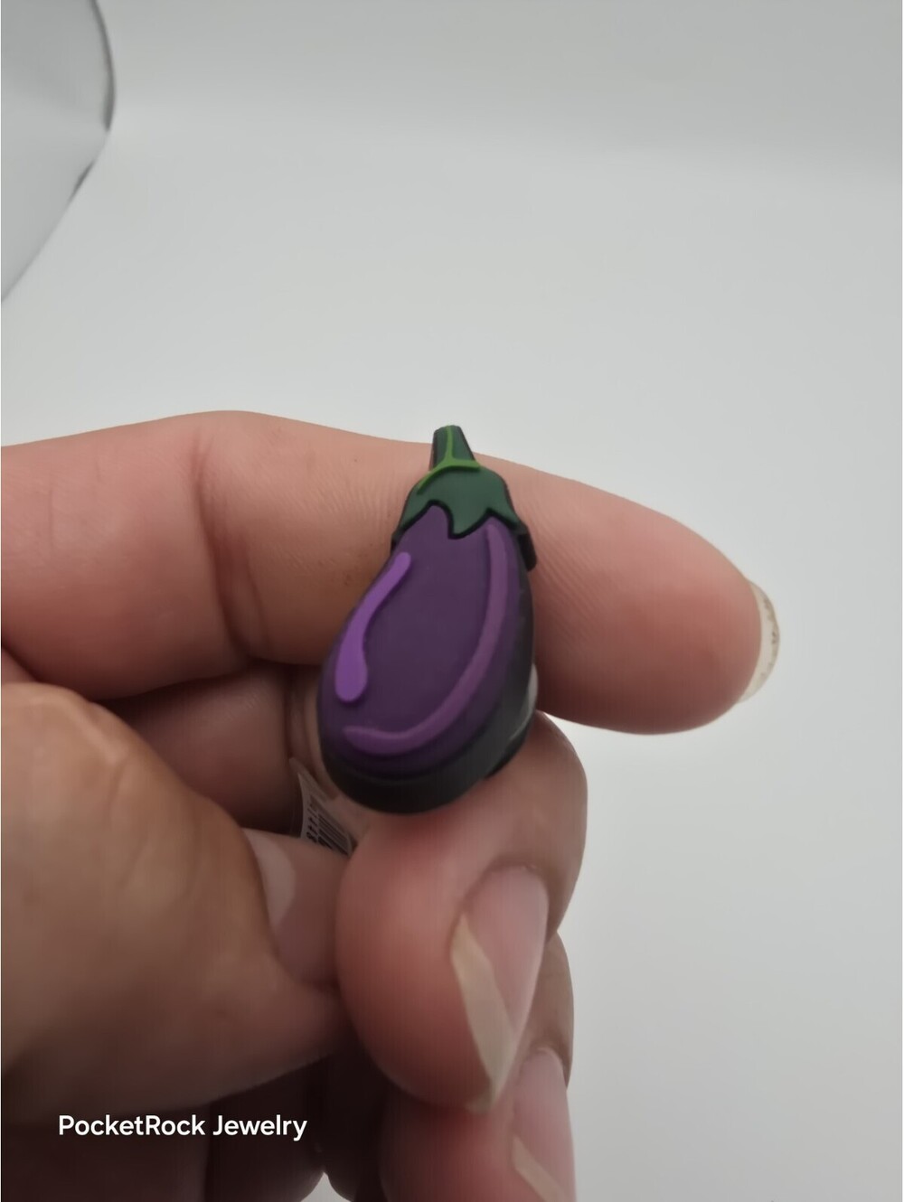 Crocs Jibbitz Aubergine Eggplant Emoji Shoe Charm Purple Green Rubber Authentic